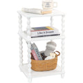 White End Table, Small Side Table with Shelf, Mode White - front view
